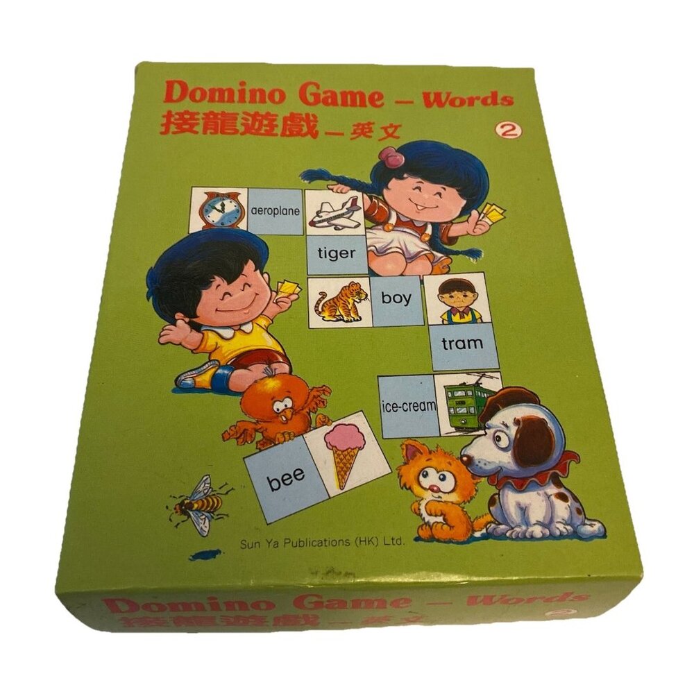 English Word Learning Dominoes Cardboard Game for Children Preschool Chinese